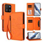 For Itel A05s Butterfly Love Flower Multi-card Zipper Wallet Leather Phone Case(Orange)