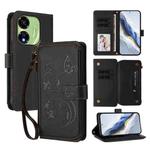 For Itel P55 5G Butterfly Love Flower Multi-card Zipper Wallet Leather Phone Case(Black)