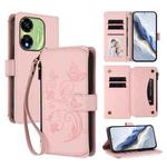 For Itel P55 5G Butterfly Love Flower Multi-card Zipper Wallet Leather Phone Case(Pink)