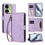 For Itel P55 5G Butterfly Love Flower Multi-card Zipper Wallet Leather Phone Case(Light Purple)
