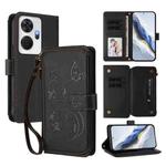 For Itel P55+ Butterfly Love Flower Multi-card Zipper Wallet Leather Phone Case(Black)