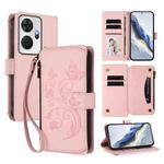 For Itel P55+ Butterfly Love Flower Multi-card Zipper Wallet Leather Phone Case(Pink)