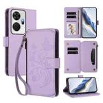 For Itel P55+ Butterfly Love Flower Multi-card Zipper Wallet Leather Phone Case(Light Purple)