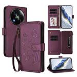 For Itel RS4 / S666LN Butterfly Love Flower Multi-card Zipper Wallet Leather Phone Case(Dark Purple)