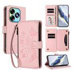 For Itel S23+ Butterfly Love Flower Multi-card Zipper Wallet Leather Phone Case(Pink)