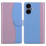 For Samsung Galaxy A07 4G / 5G Embossed Two-Color Leather Phone Case(Pink Blue)