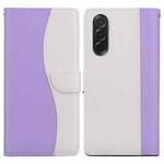 For Samsung Galaxy A26 5G Embossed Two-Color Leather Phone Case(Purple White)