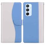 For Samsung Galaxy A54 5G Embossed Two-Color Leather Phone Case(White Blue)