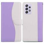 For Samsung Galaxy A53 5G Embossed Two-Color Leather Phone Case(Purple White)