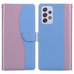 For Samsung Galaxy A52 / A52s 5G Embossed Two-Color Leather Phone Case(Pink Blue)
