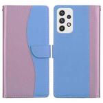 For Samsung Galaxy A32 4G Embossed Two-Color Leather Phone Case(Pink Blue)