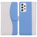 For Samsung Galaxy A32 5G Embossed Two-Color Leather Phone Case(White Blue)