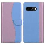 For Google Pixel 9a Embossed Two-Color Leather Phone Case(Pink Blue)