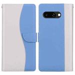 For Google Pixel 9a Embossed Two-Color Leather Phone Case(White Blue)