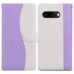For Google Pixel 9a Embossed Two-Color Leather Phone Case(Purple White)