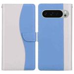 For Google Pixel 9 Pro Embossed Two-Color Leather Phone Case(White Blue)