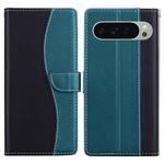 For Google Pixel 9 Pro Embossed Two-Color Leather Phone Case(Black Green)