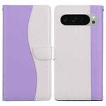 For Google Pixel 9 Pro Embossed Two-Color Leather Phone Case(Purple White)