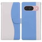 For Google Pixel 9 Embossed Two-Color Leather Phone Case(White Blue)