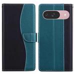 For Google Pixel 9 Embossed Two-Color Leather Phone Case(Black Green)