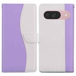 For Google Pixel 9 Embossed Two-Color Leather Phone Case(Purple White)