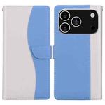 For iPhone 17 Pro Embossed Two-Color Leather Phone Case(White Blue)