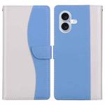 For iPhone 17 Embossed Two-Color Leather Phone Case(White Blue)