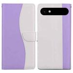 For iPhone 17 Air Embossed Two-Color Leather Phone Case(Purple White)
