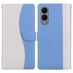 For Samsung Galaxy S25 Edge 5G Embossed Two-Color Leather Phone Case(White Blue)