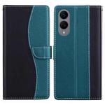 For Samsung Galaxy S25 Edge 5G Embossed Two-Color Leather Phone Case(Black Green)