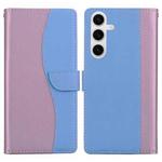 For Samsung Galaxy S23+ 5G Embossed Two-Color Leather Phone Case(Pink Blue)