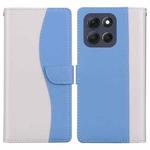 For Motorola Moto G86 5G Embossed Two-Color Leather Phone Case(White Blue)