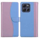 For Motorola Moto G56 5G Embossed Two-Color Leather Phone Case(Pink Blue)