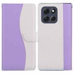 For Motorola Moto G56 5G Embossed Two-Color Leather Phone Case(Purple White)