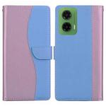For Motorola Moto G35 Embossed Two-Color Leather Phone Case(Pink Blue)