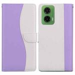 For Motorola Moto G35 Embossed Two-Color Leather Phone Case(Purple White)