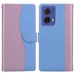 For Motorola Moto G85 5G Embossed Two-Color Leather Phone Case(Pink Blue)