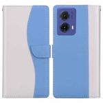 For Motorola Moto G85 5G Embossed Two-Color Leather Phone Case(White Blue)