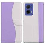 For Motorola Moto G85 5G Embossed Two-Color Leather Phone Case(Purple White)