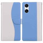 For Sony Xperia 10 VI Embossed Two-Color Leather Phone Case(White Blue)