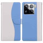 For Xiaomi 15 Pro Embossed Two-Color Leather Phone Case(White Blue)