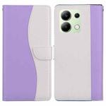 For Redmi Note 13 4G Embossed Two-Color Leather Phone Case(Purple White)
