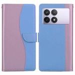 For Redmi K70E / Poco X6 Pro Embossed Two-Color Leather Phone Case(Pink Blue)