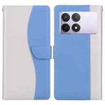 For Redmi K70E / Poco X6 Pro Embossed Two-Color Leather Phone Case(White Blue)