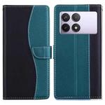 For Redmi K70E / Poco X6 Pro Embossed Two-Color Leather Phone Case(Black Green)
