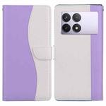 For Redmi K70E / Poco X6 Pro Embossed Two-Color Leather Phone Case(Purple White)