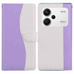 For Redmi Note 13 Pro+ Embossed Two-Color Leather Phone Case(Purple White)