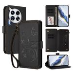 For Tecno Camon 30 Premier Butterfly Love Flower Multi-card Zipper Wallet Leather Phone Case(Black)
