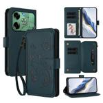 For Tecno Pova 6 4G Butterfly Love Flower Multi-card Zipper Wallet Leather Phone Case(Dark Green)