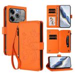 For Tecno Pova 6 5G / 6 Pro 5G Butterfly Love Flower Multi-card Zipper Wallet Leather Phone Case(Orange)